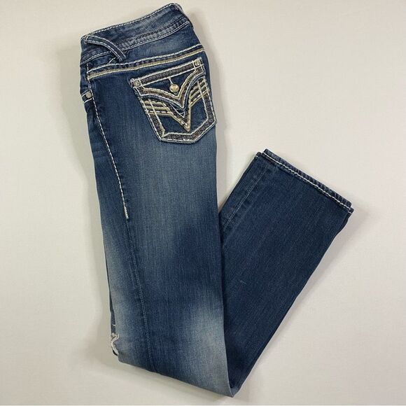 Vigoss The New York Slim Boot Jeans Womens 27x30 Embroidered Flap Pocket Western - Picture 1 of 13